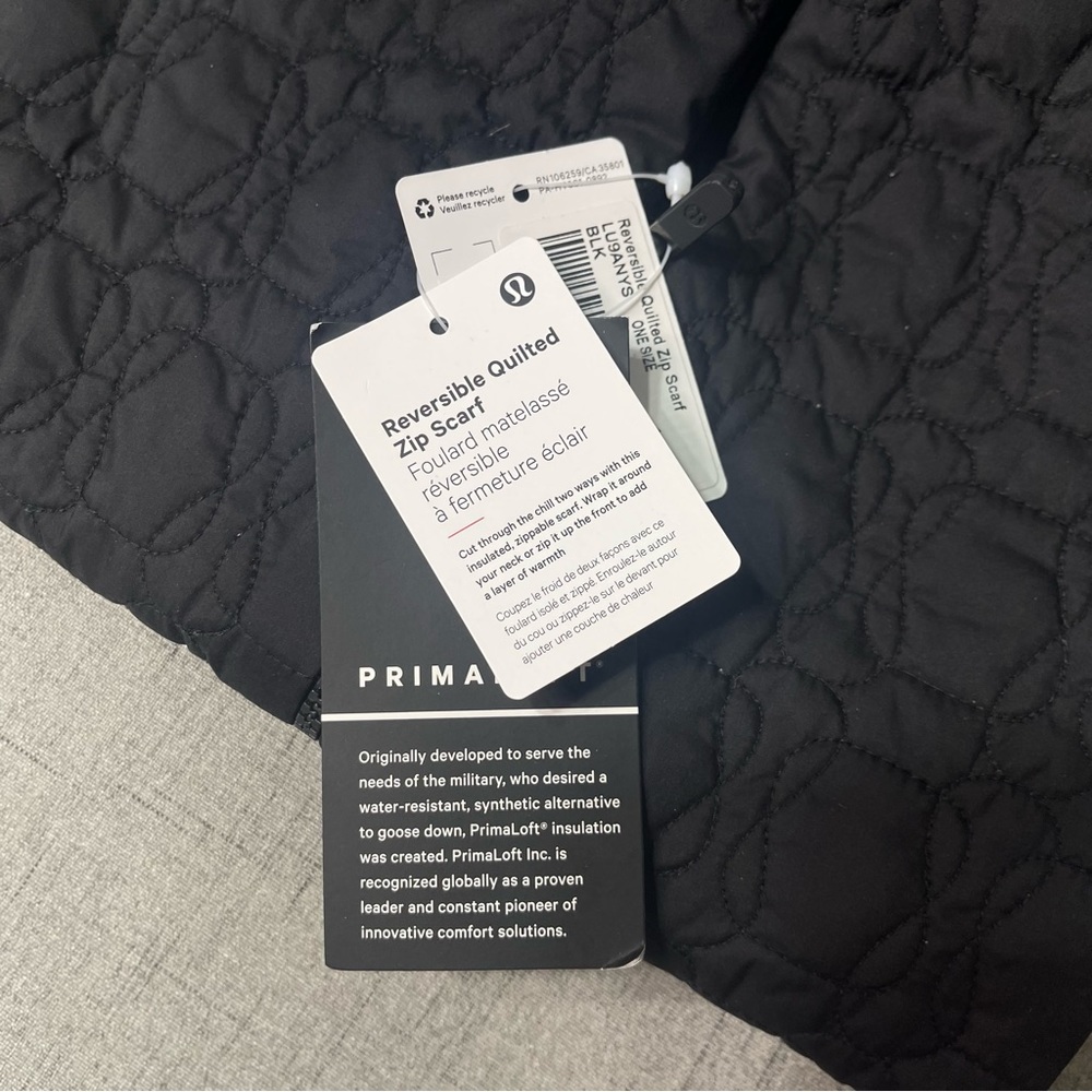 Lululemon Black Reversible Quilted Zip Scarf Unisex Nwt - Picture 13 of 14